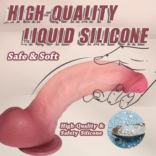 Miniatura 4 de Consolador enorme de silicona realista de 9 pulgadas con ventosa, textura realista de piel y sensación sedosa, insertable de 7.5 pulgadas × 2 Carne