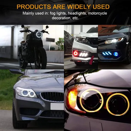 Miniatura 6 de Qasim 1 par de anillos de halo LED RGB de 80 mm con 30 SMD 3535, ojos de ángel para motocicleta y coche, luz DRL, luz antiniebla, señal de giro