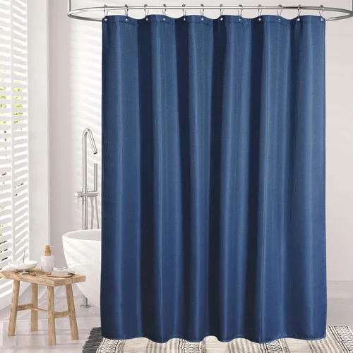 Miniatura 4 de AmazerBath - Cortina de baño de tela resistente con tejido de punto gofre, calidad hotelera, de 72 x 72 pulgadas, azul marino
