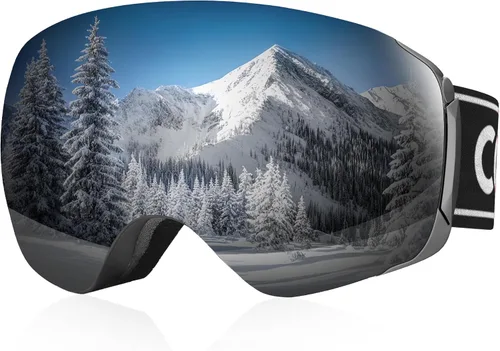 COOLOO Snow/Ski Goggles, Snowboard Goggles for Men Women Youth -OTG, Magnetic Lens Frameless Anti Fog 100% UV Protection