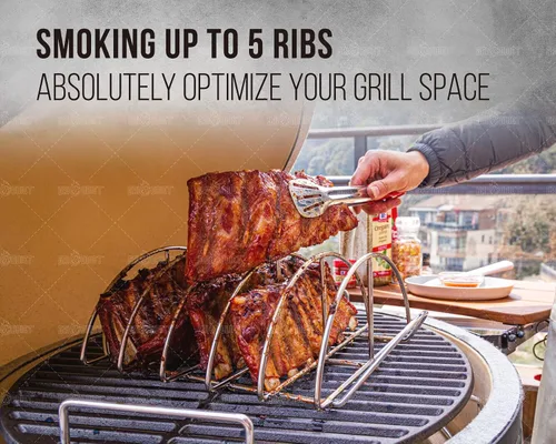 Miniatura 3 de Rejillas para costillas de barbacoa para ahumar, Classic Joe, accesorios de estante expansor de parrilla BGE - Optimiza el espacio de la parrilla