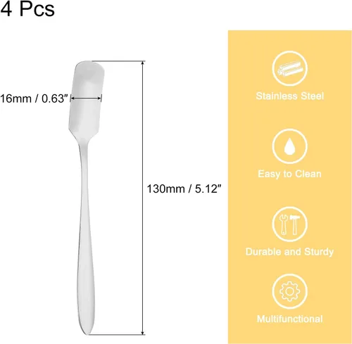 Miniatura 2 de uxcell 4 cucharas de café expreso de acero inoxidable de 5 pulgadas, cucharas de postre, cucharas de té helado para café, helado, té, azúcar, plata