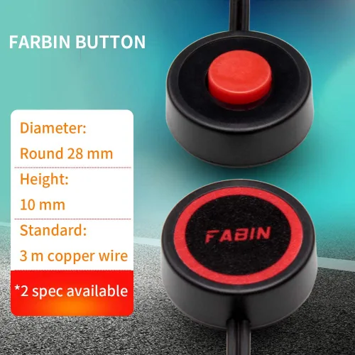 Miniatura 8 de FARBIN Botón de Presión de Bocina con Conector Rápido, Interruptor Momentáneo con 3 Metros de Cable, Interruptor de Botón Redondo con Tapa Roja