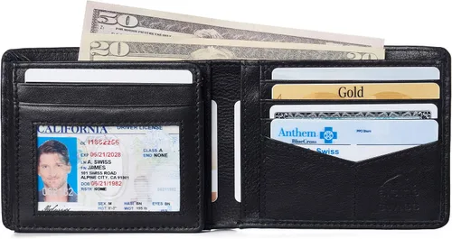 Miniatura 3 de Alpine Swiss RFID Luka - Cartera de identificación con tapa para hombre capacidad plegable con sección de billetes dividida viene en una caja