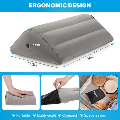 Miniatura 7 de USHMA Almohada inflable de cuña de rodilla para dormir de espalda, almohada debajo de la rodilla para dormir de espalda, cómoda almohada inflable
