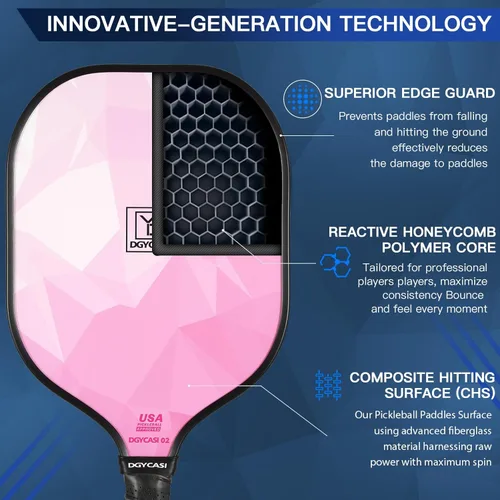 Miniatura 3 de YC DGYCASI Pickleball Paddles Set of 2, 2026 USAPA Approved Pickleball Set, Fiberglass Lightweight Pickle Ball Rackets 2 Pack, 2 Outdoor Pickleball