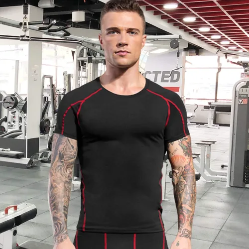 Miniatura 2 de WRAGCFM Men's Compression Shirts Short Sleeve Athletic Workout Undershirts Quick Dry Base Layer Sports T-Shirts Running Tops
