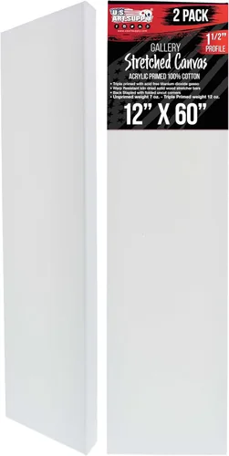 Miniatura 13 de U.S. Art Supply Lienzo estirado mediano para pintar de 12 x 48 pulgadas, profundidad de galería de 1-1/2 pulgadas de grosor, paquete de 2 – triple