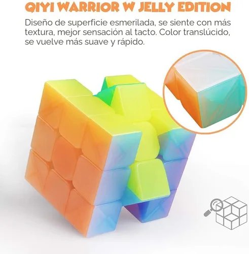 Miniatura 3 de D-FantiX QY Toys Warrior W 3 x 3 Cubo de velocidad de rompecabezas de gelatina, cubo mágico de rompecabezas 3 x 3 x 3 transparente de color pastel