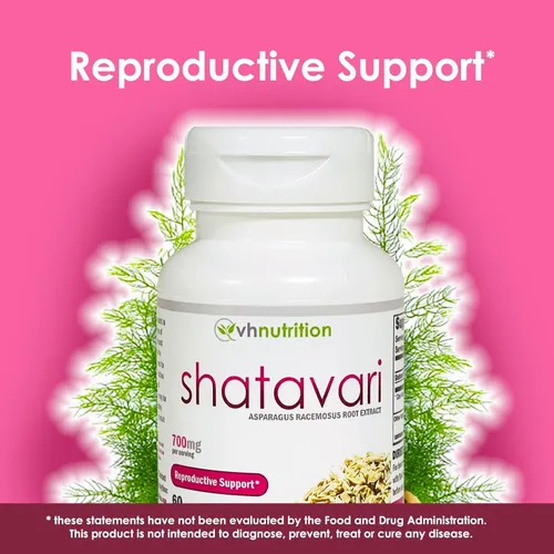 Miniatura 4 de VH Nutrition SHATAVARI 700 mg de extracto de espárragos racemosos Vitalidad femenina* y rejuvenecimiento* Equilibrio de estrógeno natural*