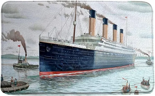 Titanic - Alfombra náutica de baño, decoración de fiesta de barco, retro, clásica, romántica, película, océano, paisaje, acuarela, arte para niños y