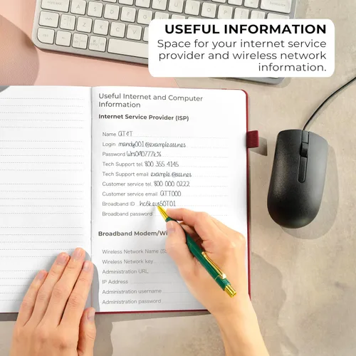 Miniatura 5 de Clever Fox - Libreta de contraseñas con pestañas alfabéticas, organizador de direcciones de Internet, tamaño grande, para inicios de sesión en Rojo