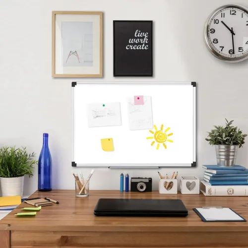 Miniatura 3 de XBoard Pizarra Blanca Magnética de Borrado en Seco de 24 x 18 Pulgadas, Pequeña Pizarra Blanca Colgante para Pared con Bandeja para Marcadores