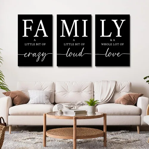 Miniatura 5 de GUBIYU Decoración de Pared Familiar en Negro para Hogar, para Sala de Estar, Comedor, Cuadros de Arte de Pared, Cuadros para Dormitorio, Carteles