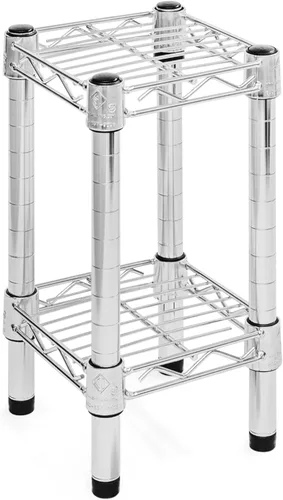 Shelving Inc. Estantería de alambre cromado de 8 pulgadas de profundidad x 8 pulgadas de ancho con estantes de 2 niveles, capacidad de peso de 800
