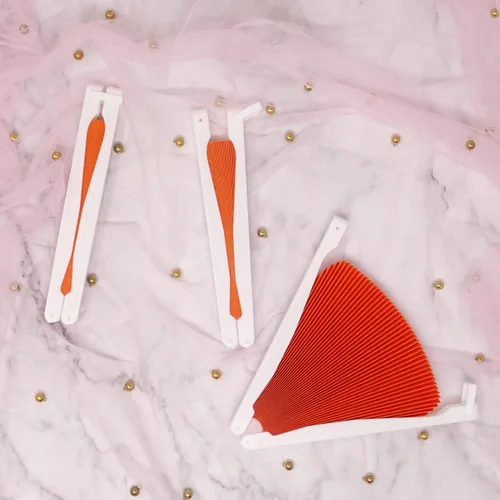 Miniatura 6 de Honbay Abanicos de papel plegables de mano, 12 unidades, para cumpleaños, boda, fiesta, acordeón de forma redonda, recuerdos de fiesta (naranja)
