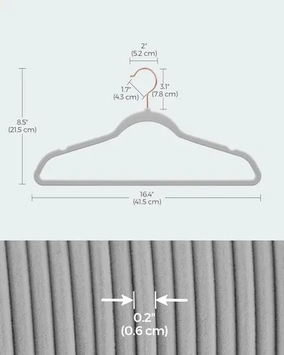 Miniatura 6 de SONGMICS Perchas Delgadas de Terciopelo, Perchas Antideslizantes para Ropa con Ganchos Giratorios de Oro Rosa, Ahorran Espacio, para Clóset, Paquete