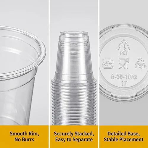 Miniatura 3 de Juego de 100 vasos de plástico desechables transparentes con tapas y pajitas, tazas de café helado de plástico resistentes y seguras para alimentos