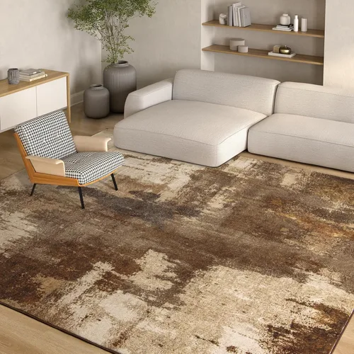Miniatura 29 de Kelarea Alfombra lavable para sala de estar, 5 x 7 antideslizante, alfombras modernas abstractas color beige, alfombra de pelo bajo fácil