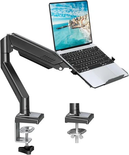 MOUNTUP Soporte para computadora portátil para escritorio, soporte de monitor 2 en 1 con bandeja para laptop con capacidad para 2.2-22 libras,