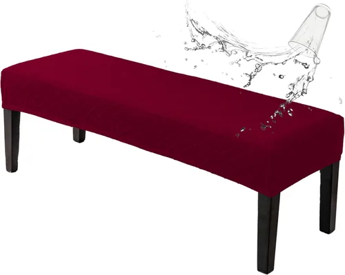 Miniatura 17 de Genina Fundas impermeables para banco de comedor, protector de asiento de banco de jacquard elástico, funda de banco rectangular para dormitorios