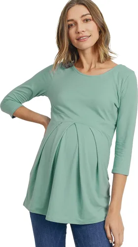 Miniatura 66 de LaClef - Blusa de maternidad para mujer, cuello redondo, manga 3/4, plisada al frente, estilo peplum