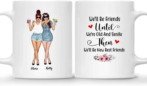 Miniatura 9 de Gossby Taza de café personalizada para mejores amigas, regalo personalizado para mujeres con nombre, cumpleaños, Navidad, regalo de taza de larga