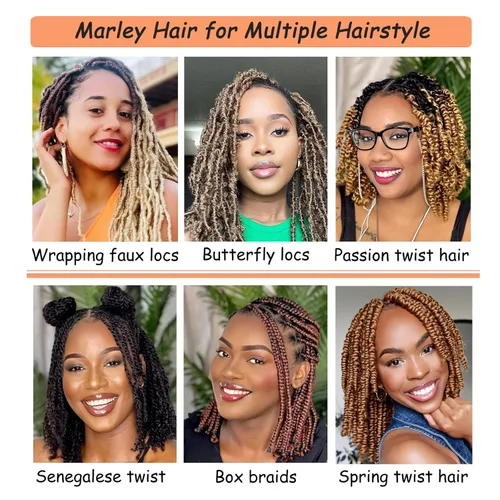 Miniatura 5 de Trenzas de pelo rizado anudadas a crochet estilo afro Marley, 12 pulgadas, pelo pre-separado y trenzado en resorte, trenzas de pelo afro rizado y 4#