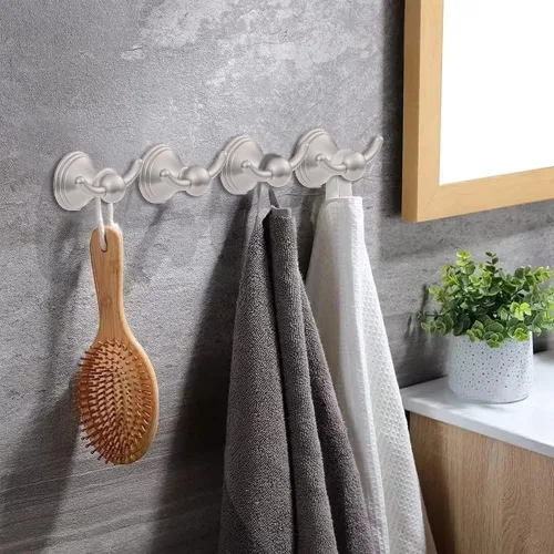 Miniatura 5 de Asidrama Ganchos para toallas de baño, ganchos de níquel satinado cepillado para cocina, ducha, puerta, montaje en pared, exquisitos ganchos