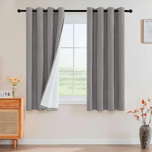 Miniatura 24 de Primitive - Cortinas opacas 100 % de lino texturizado natural para dormitorio, sala de estar, cortinas para ahorra energía, tela de arpillera