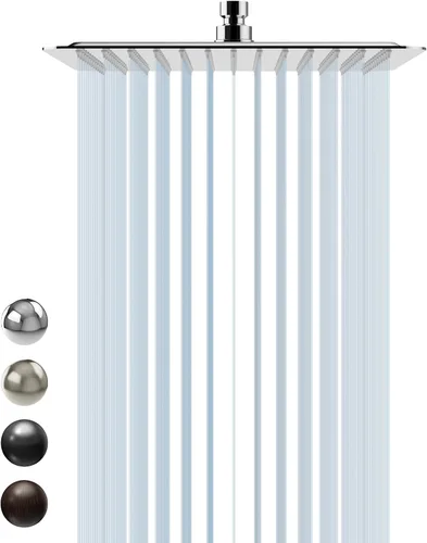 Miniatura 13 de SR Sun RISE - Cabeza de regadera de 12 pulgadas de acero inoxidable 304 de acabado cepillado y níquel, alta presión de agua, ultradelgada, ahorra