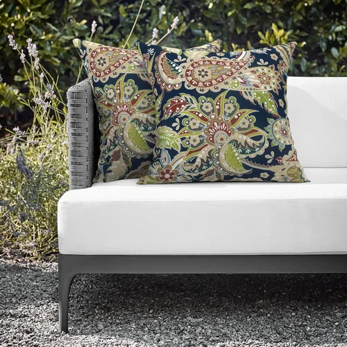 Miniatura 593 de Juego de 2 almohadas para exteriores de 16 x 16 pulgadas, repelentes al agua con interiores, para muebles de patio, hogar, jardín, geometría bohemia