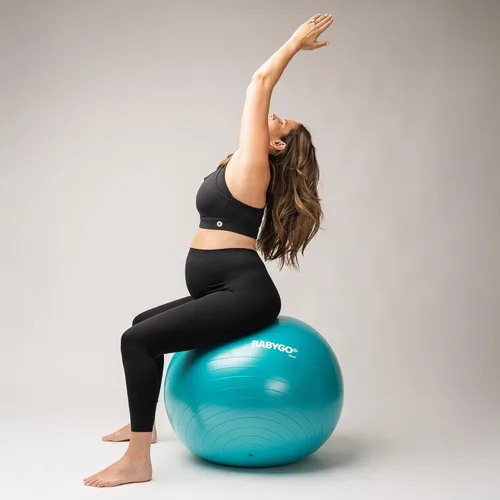 Miniatura 8 de BABYGO Pelota de Parto – Juego de pelota y libro de yoga para embarazo, trabajo de parto y ejercicio con enfoque en trimestres, fisioterapia
