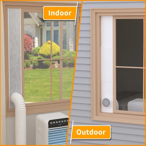 Miniatura 8 de LBG Products Kit de sellado de ventana de aire acondicionado portátil aislado, kit de ventilación de ventana de CA ajustable, placas de sellado