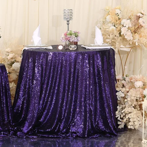 Miniatura 32 de Eternal Beauty Mantel de lentejuelas doradas de 120 pulgadas, mantel redondo brillante con purpurina para decoración de bodas, fiestas de cumpleaños