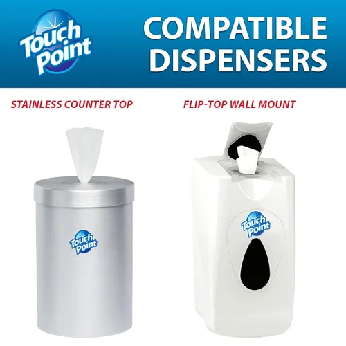 Miniatura 6 de Touch Point Toallitas para el cuidado personal, 192 toallitas de repuesto en rollo, 8 x 7 pulgadas, desechables, sin fragancia, fórmula hidratante