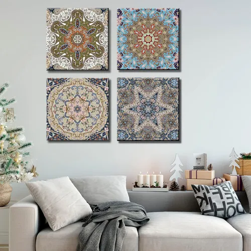 Miniatura 6 de dgbtcart Arte de Pared Mandala para Decoración de Baño, Arte Boho Cuadros Florales Impresiones de Pinturas para Decoración de Sala de Estar - Panel