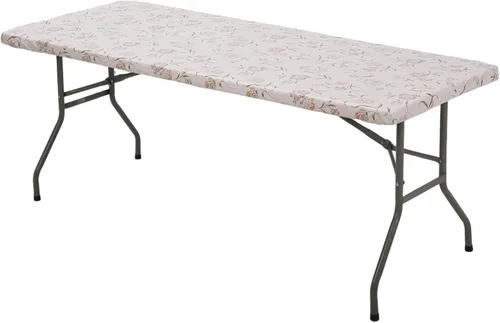 Miniatura 11 de Zhenrui Mantel rectangular elástico ajustable de 6 pies, cubierta de vinilo impermeable a prueba de derrames, diseño de ondas azules impresas