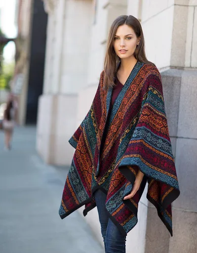 Miniatura 5 de Invisible World Womens Ruana Alpaca Wool Poncho Winter Cape Fall