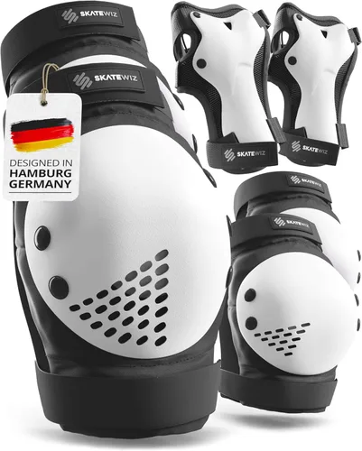 SKATEWIZ Juego de almohadillas de protección para patineta para niños y adultos - Smash - Almohadillas para patines [6 piezas] con protectores de