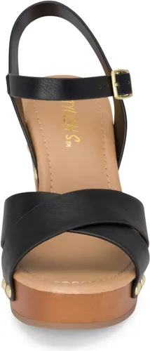 Miniatura 4 de STYLISH S SHIFT - Sandalias de tacón de plataforma de madera sintética con correa de tobillo y puntera abierta para mujer