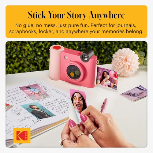 Miniatura 7 de Kodak Smile+ Paquete de regalo para cámara e impresora digital instantánea 2 en 1 + estuche + papel fotográfico Zink 2 x 3 con parte trasera Rojo
