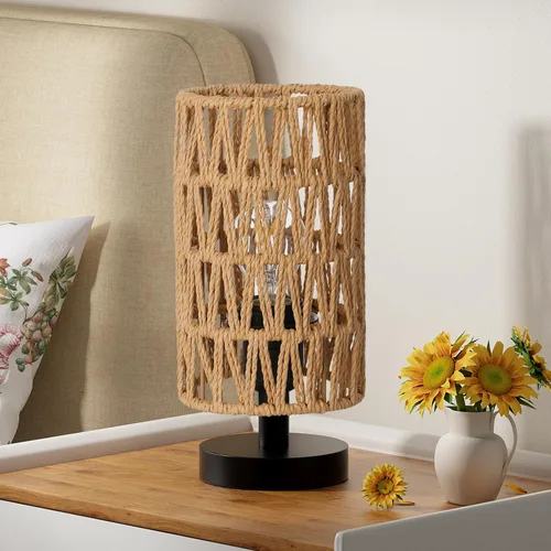 Miniatura 11 de Fenmzee Lámpara de mesa pequeña para dormitorio, control en línea, lámpara de noche con bombilla LED A15 de 3000 K, fácil montaje