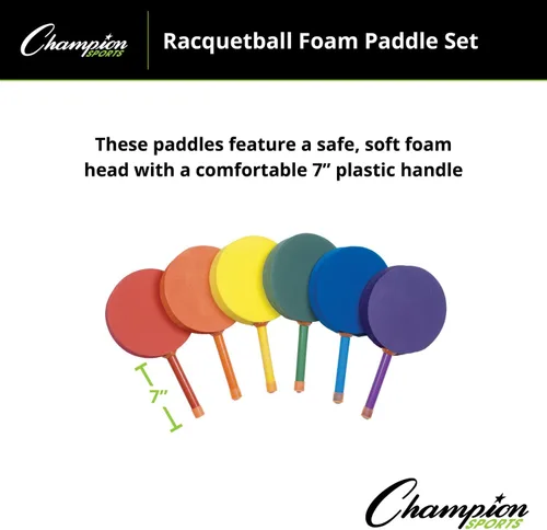 Miniatura 3 de Champion Sports Plastic & Foam Racket Sets – Durable, Lightweight Paddles for Youth Play & PE, Paddleball, Racquetball