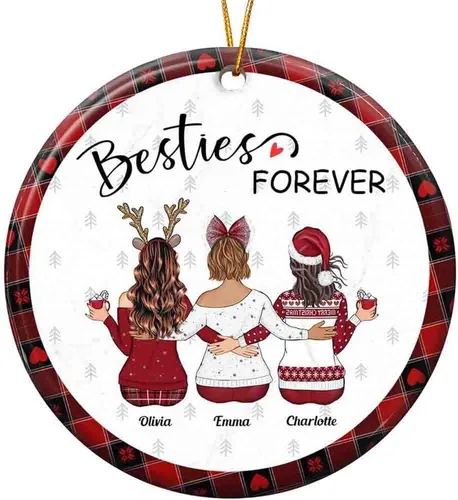 Miniatura 14 de Adorno personalizado con texto en inglés «Best Friend are Hard to Find Because The Very Best is Already Mine», adorno de Navidad personalizado 2023