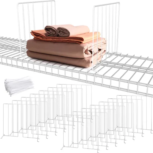 Miniatura 2 de Sawysine Paquete de 20 divisores de alambre para estantes de armario, organizador vertical de 12 pulgadas para ropa, bolso, almacenamiento