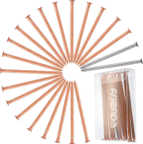 Frienda Juego de 20 uñas de cobre puro para matar árboles, picos de 3.5 pulgadas de largo con 2 uñas de acero grandes, caja de almacenamiento
