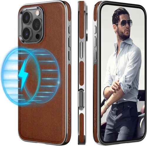 Miniatura 9 de LOHASIC Funda de piel para iPhone 15 Pro Max, funda magnética suave compatible con accesorios MagSafe, funda de diseño minimalista clásico i Phone