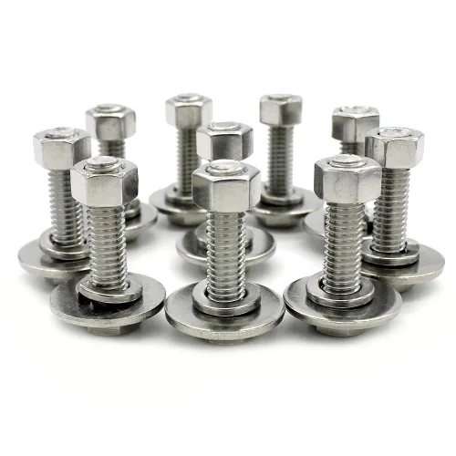Miniatura 10 de (5 juegos) Tornillos de cabeza hexagonal de acero inoxidable 3/8-16x3, tuercas, arandelas planas y de bloqueo, 18-8 (304) S/S, totalmente roscados