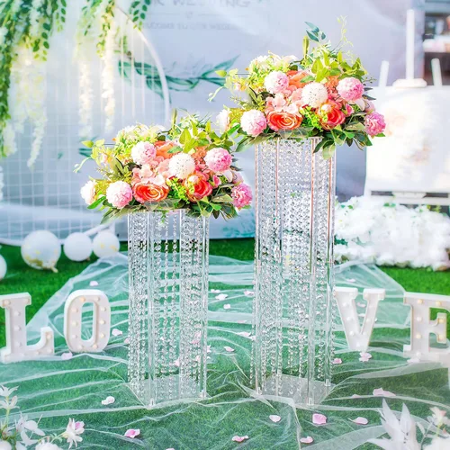 Miniatura 5 de Nuptio Centros de mesa de boda para mesas jarrones, 2 piezas de 23.6 pulgadas de alto, jarrón de flores para decoración de mesas de fiesta, elegante